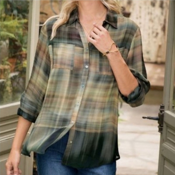 Soft Surroundings tie dye ombre button up shirt - Picture 1 of 12